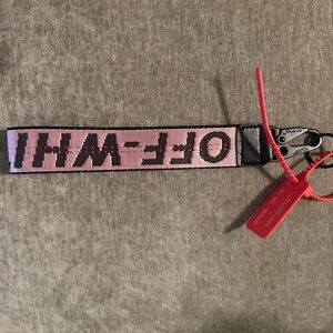 Off-White Pink and Black Strap Keychain